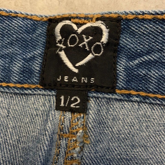 Vintage Denim Skirt Sz 1/2‎ 26” Waist Open Slit Medium Wash By Xoxo Y2K 90’s USA - Picture 8 of 9